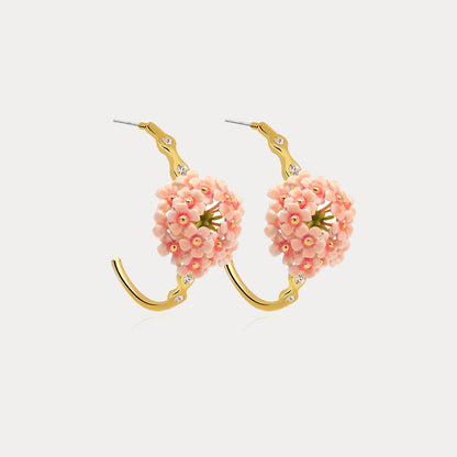 Pink Verbena Hoops Earrings