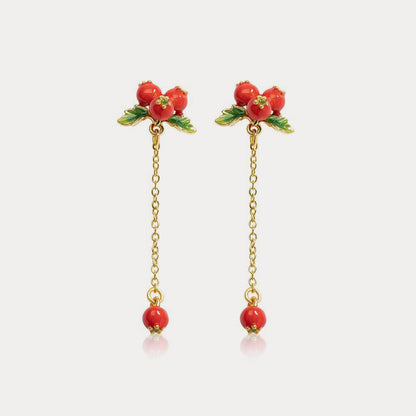 Cranberry Tassel Earrings