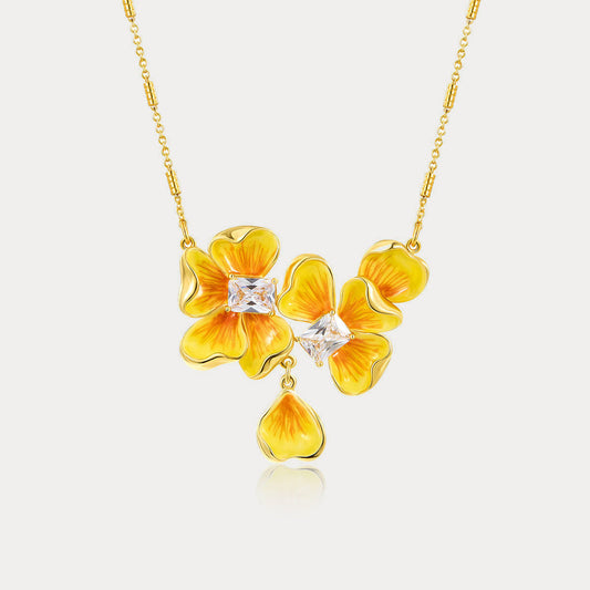 Golden Pansy Necklace