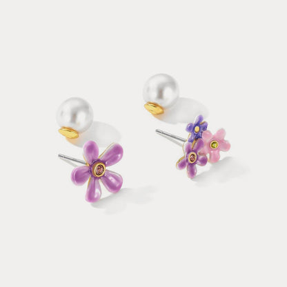 Forget-Me-Not Stud Earrings With Pearl