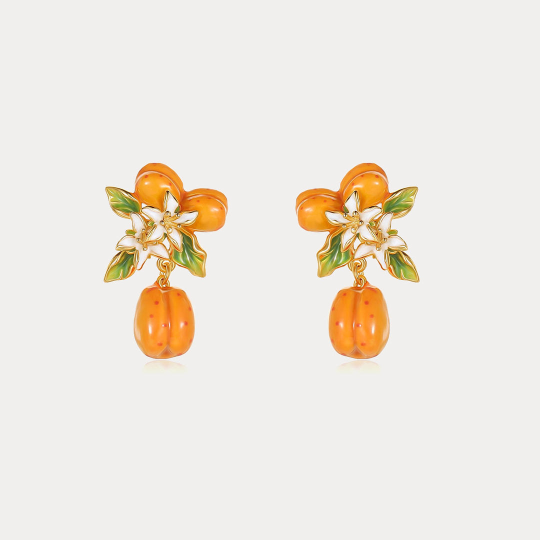 Golden Apricot Flower Earrings