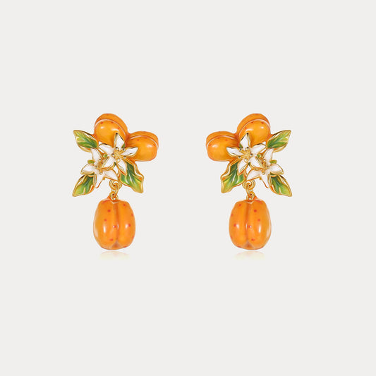 Golden Apricot Flower Earrings