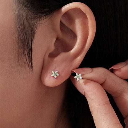 Green Flower Stud Earrings