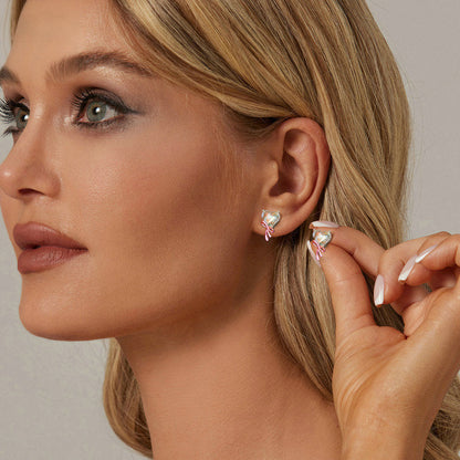 Pink Bow Heart Earrings