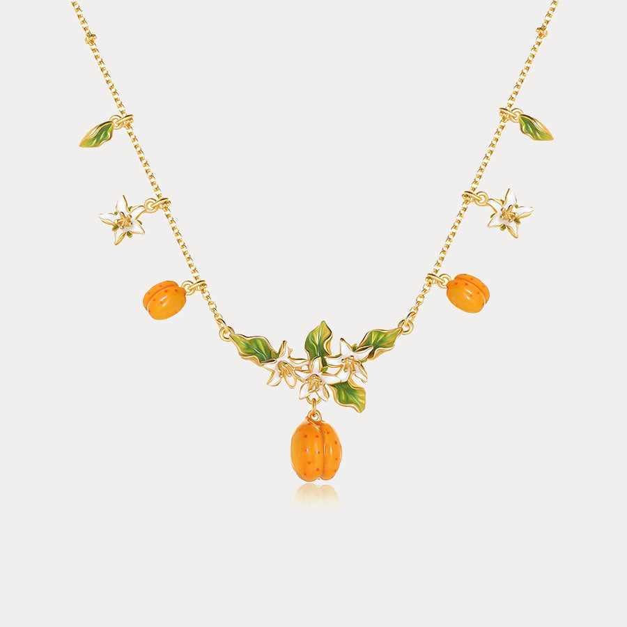 Golden Apricot Blossom Multi- Charm Necklace