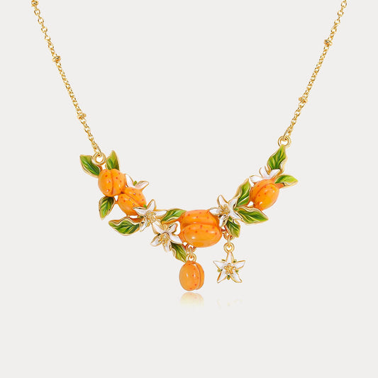 Golden Apricot Flower Necklace