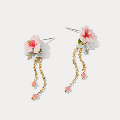 Hibiscus Tassel Earrings