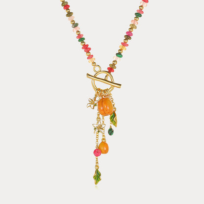 Colorful Beaded Golden Apricot Necklace