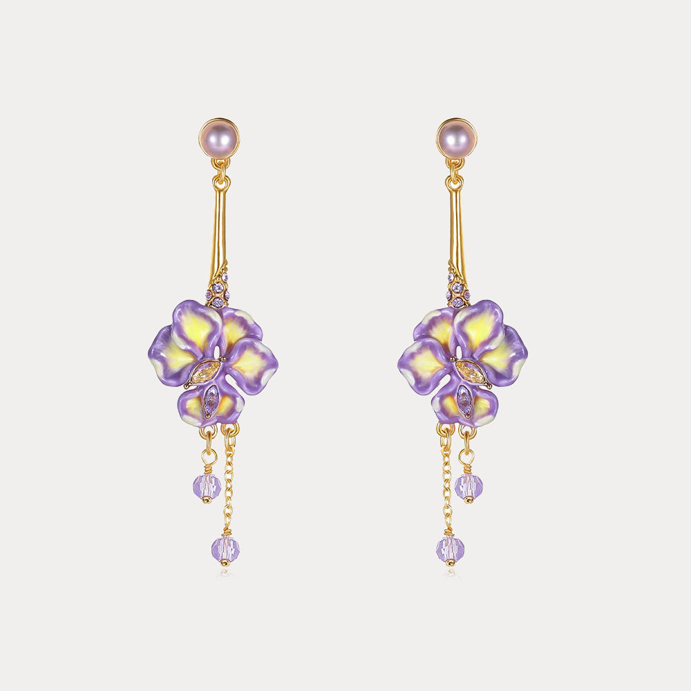 Iris Flower Tassel Earrings