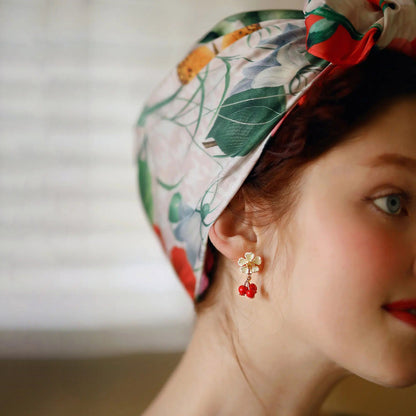 Cranberry Flower Earrings