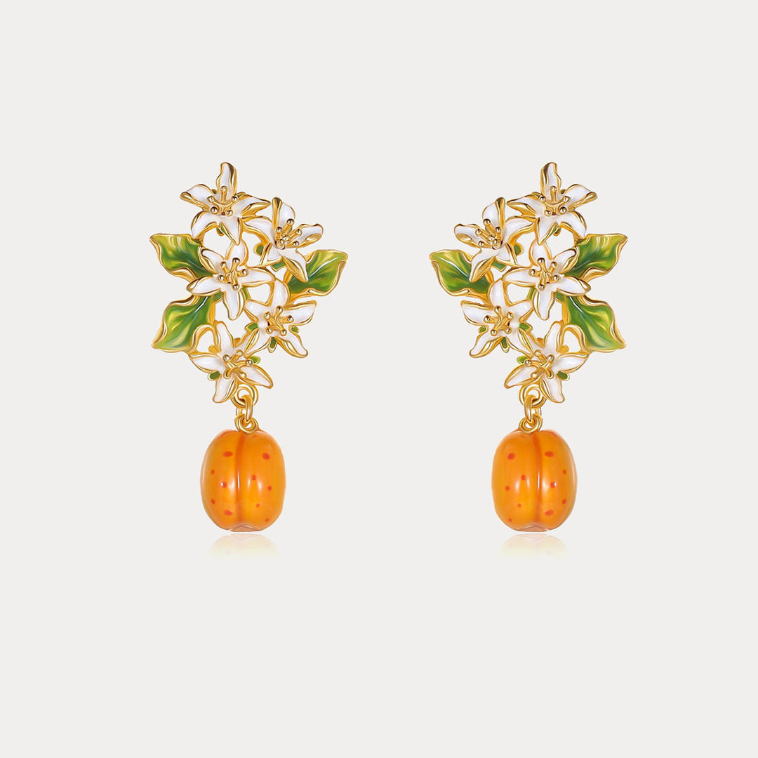 Golden Apricot Blossom Earrings