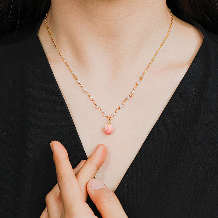 Peach Necklace With Pearl