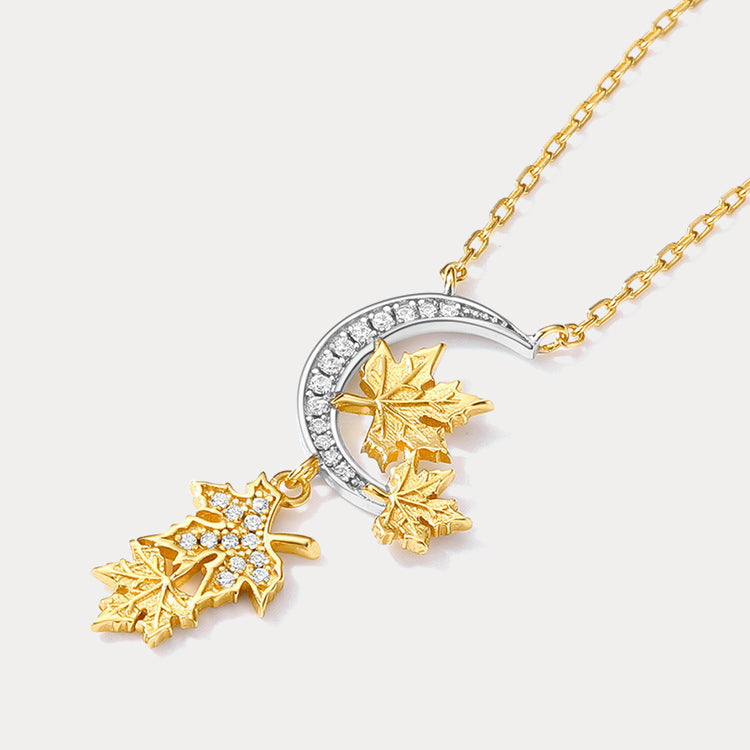 Maple Leaves Moon Necklace