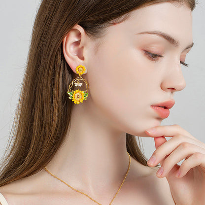 Sunflower Hoop Earrings