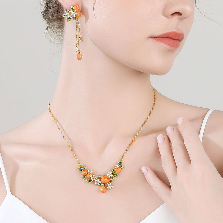 Golden Apricot Flower Necklace