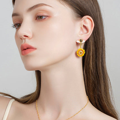 Sunflower Drop Earrings