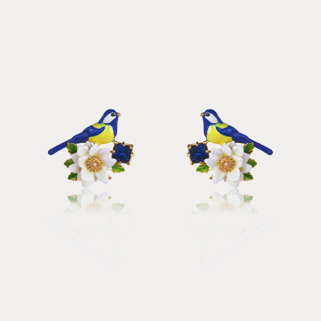 Blue Tit Gem Stud Earrings