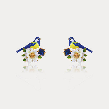 Blue Tit Gem Stud Earrings