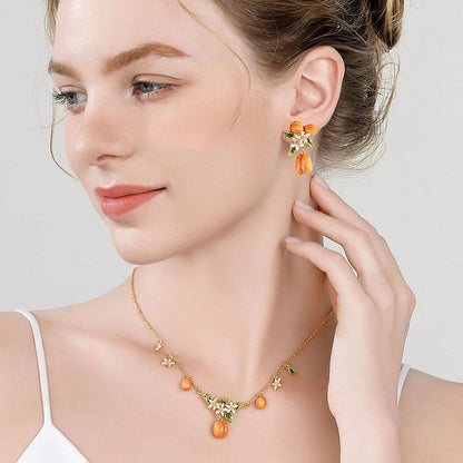 Golden Apricot Flower Earrings