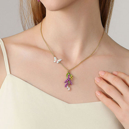 Lavender Butterfly Necklace