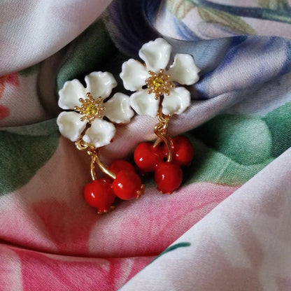 Cranberry Flower Earrings