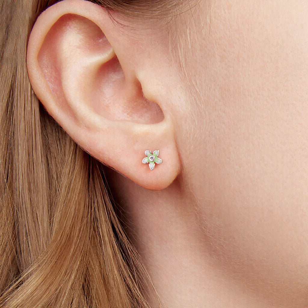 Green Flower Stud Earrings
