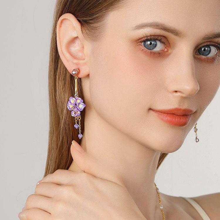 Iris Flower Tassel Earrings