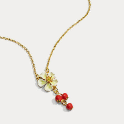 Cranberry Flowers Necklace