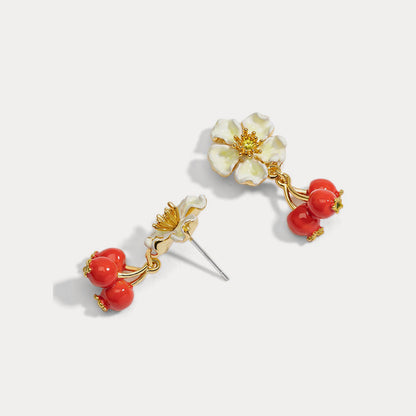 Cranberry Flower Earrings