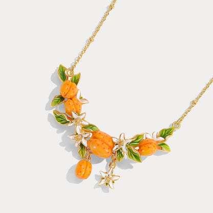 Golden Apricot Flower Necklace