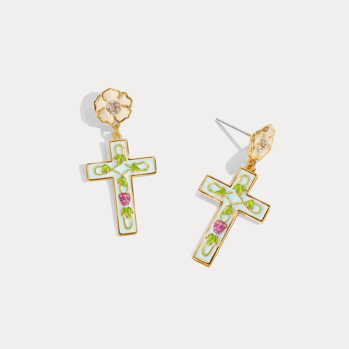 Grape Cross Earrings