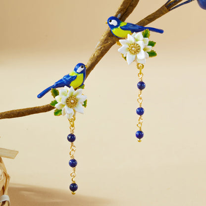 Blue Tit Tassel Earrings