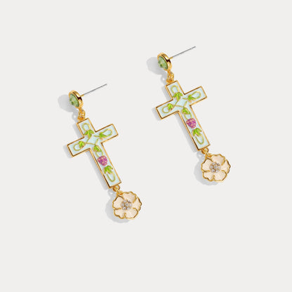 Grape Cross Earrings