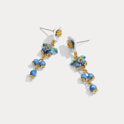 Blueberry Flower Tassel Earrings