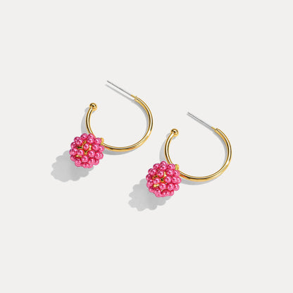 Raspberry Hoop Earrings