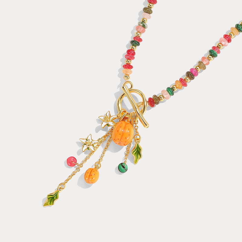 Colorful Beaded Golden Apricot Necklace