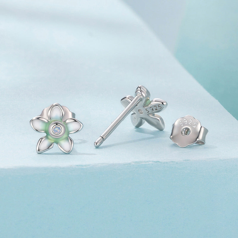 Green Flower Stud Earrings