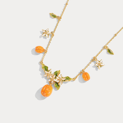 Golden Apricot Blossom Multi- Charm Necklace