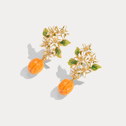 Golden Apricot Blossom Earrings