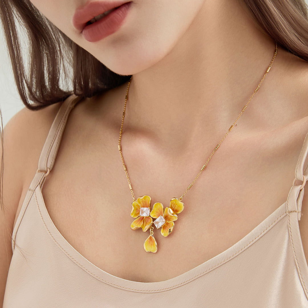 Golden Pansy Necklace