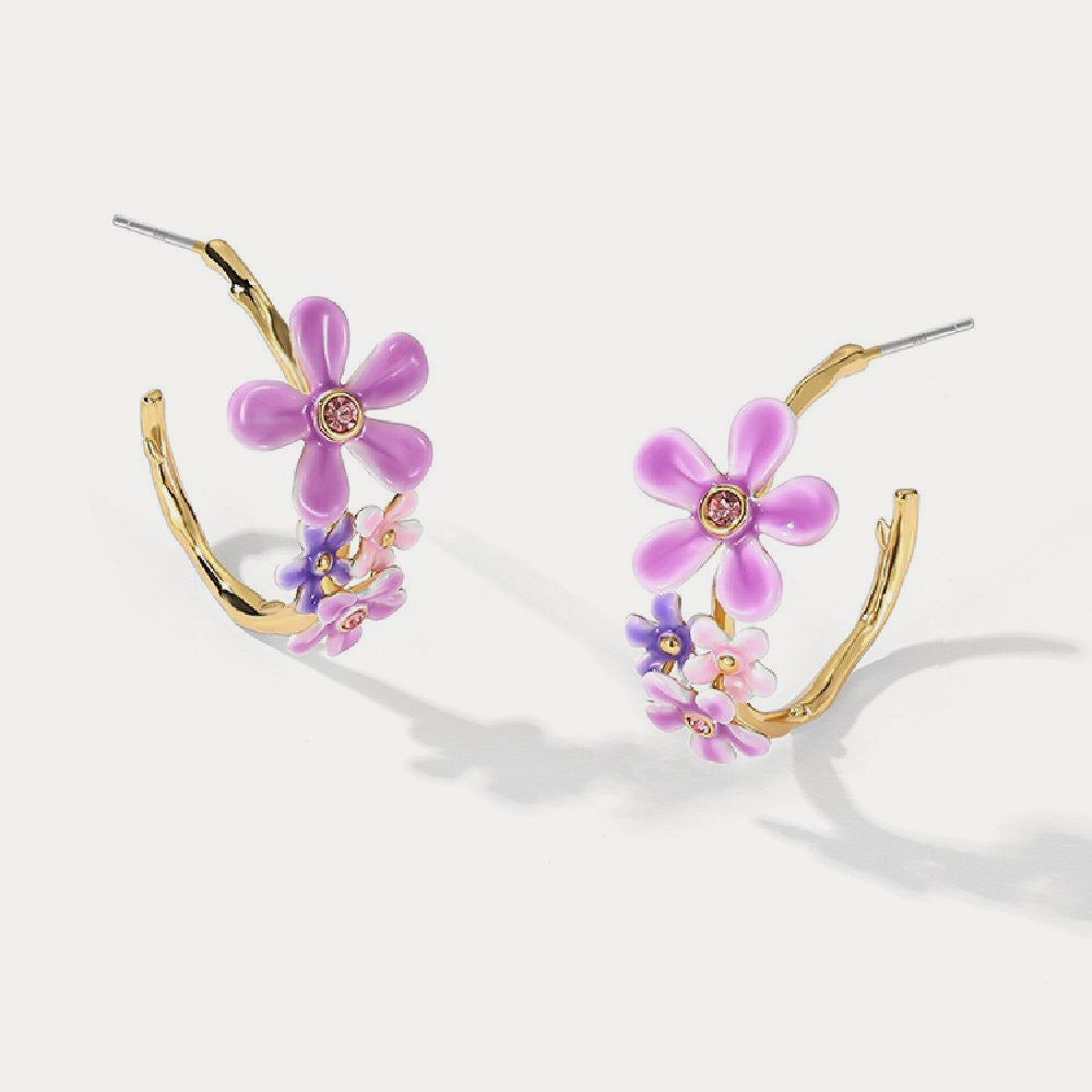 Forget-Me-Not Hoop Earrings