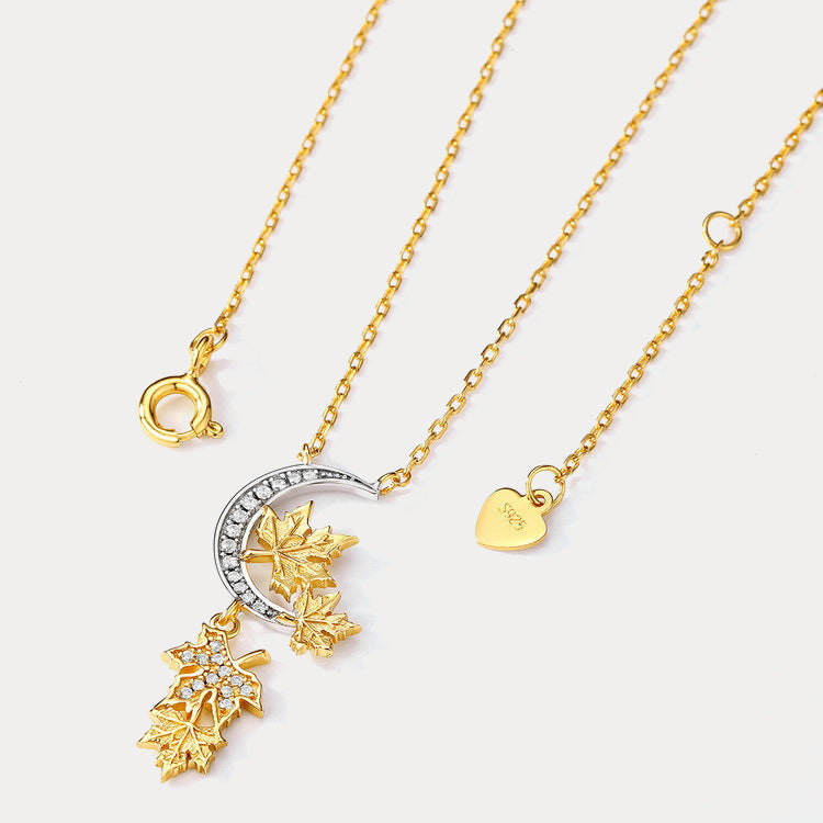 Maple Leaves Moon Necklace