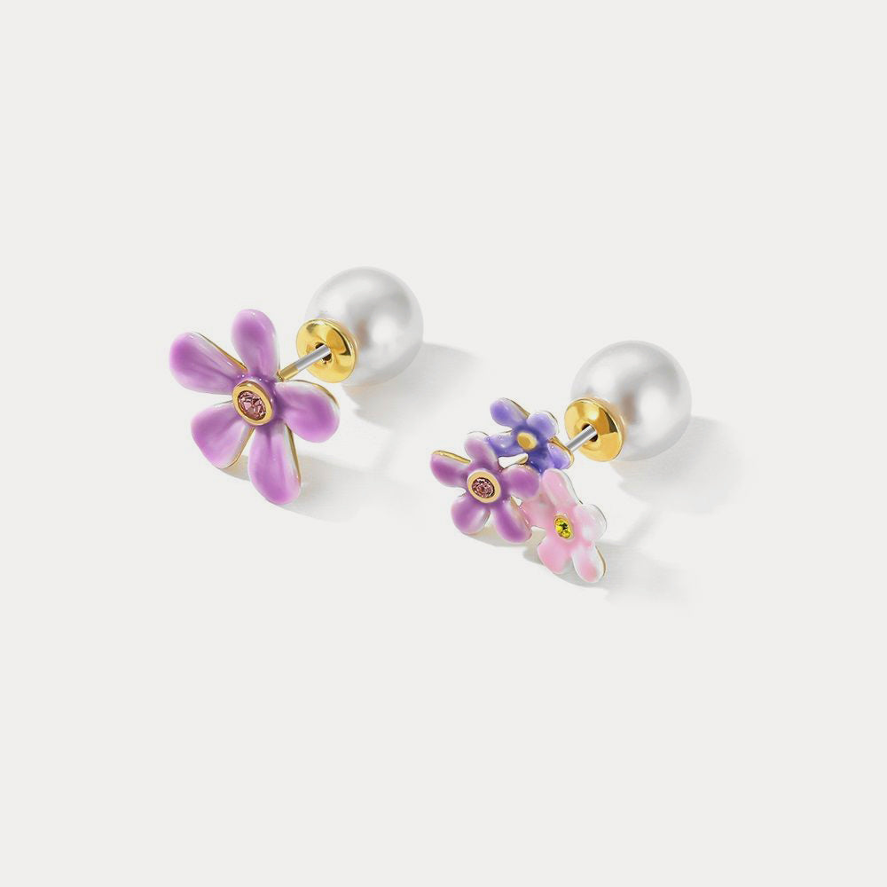 Forget-Me-Not Stud Earrings With Pearl