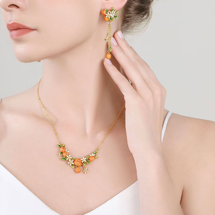 Golden Apricot Flower Necklace