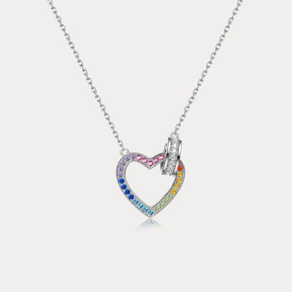 Silver Rainbow Heart Necklace