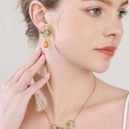 Golden Apricot Blossom Earrings