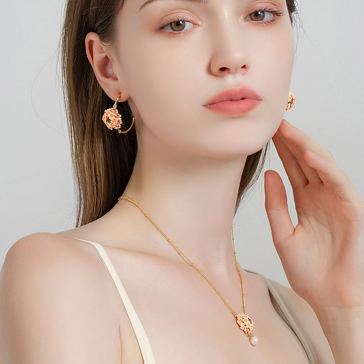 Pink Verbena Hoops Earrings