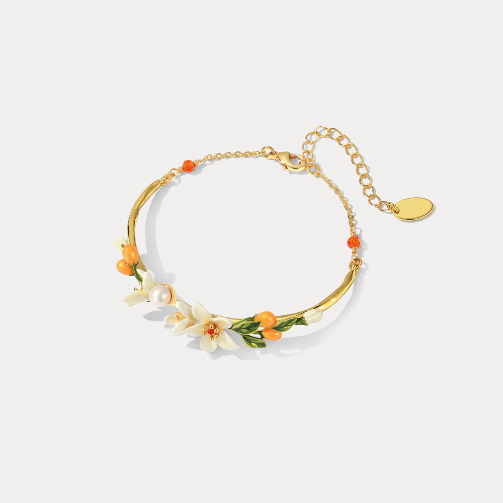 Orange Blossom Bracelet With Pearl