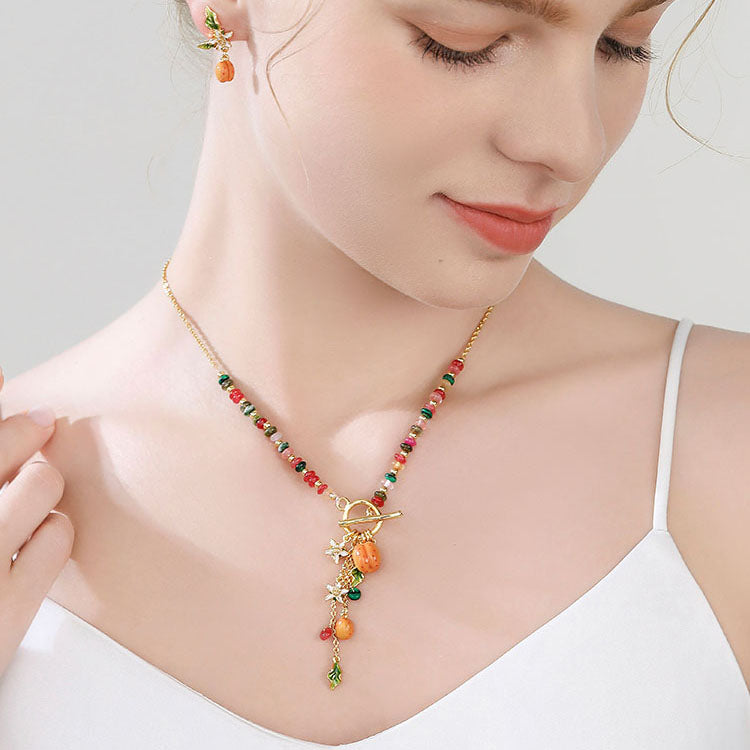 Colorful Beaded Golden Apricot Necklace