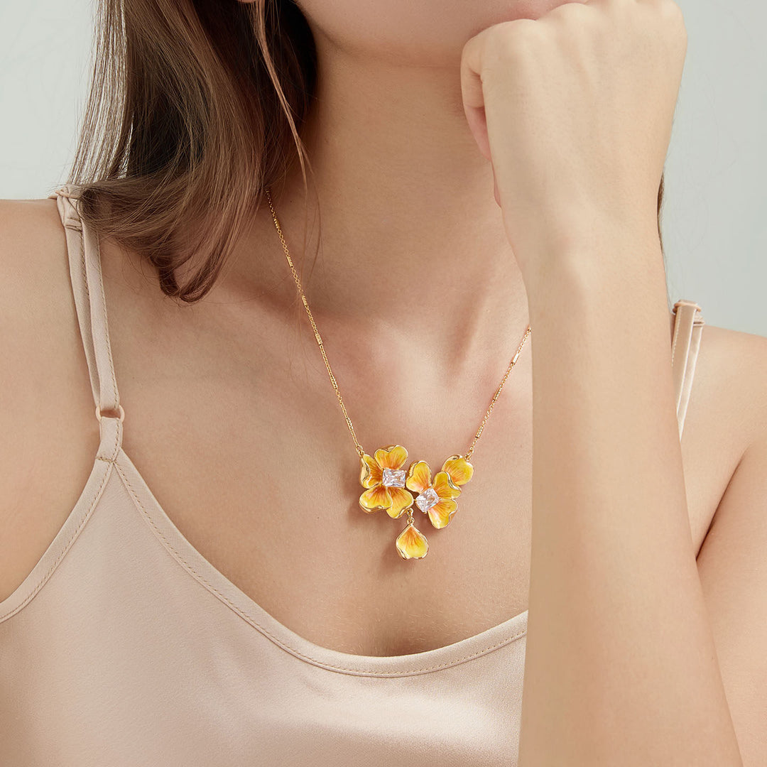 Golden Pansy Necklace